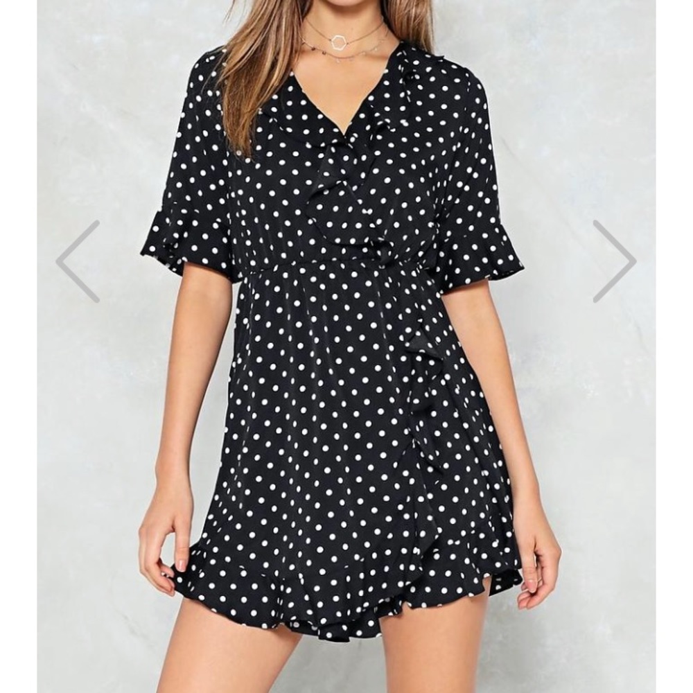 NASTY GAL Polka dot mini ruffle dress